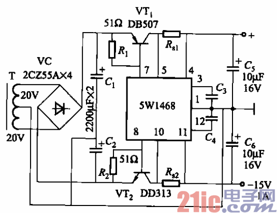 67.采用SW1468穩(wěn)壓塊的雙極性穩(wěn)壓電源電路之二.gif