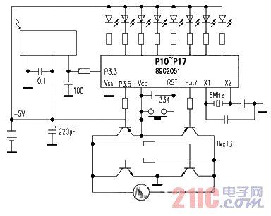 單片機控制彩電遙控器玩具車電路圖.gif