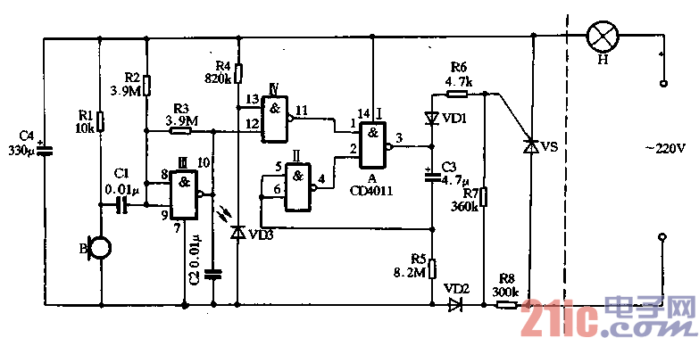 18.用CD4011制作聲光雙控延遲電燈（2）.gif