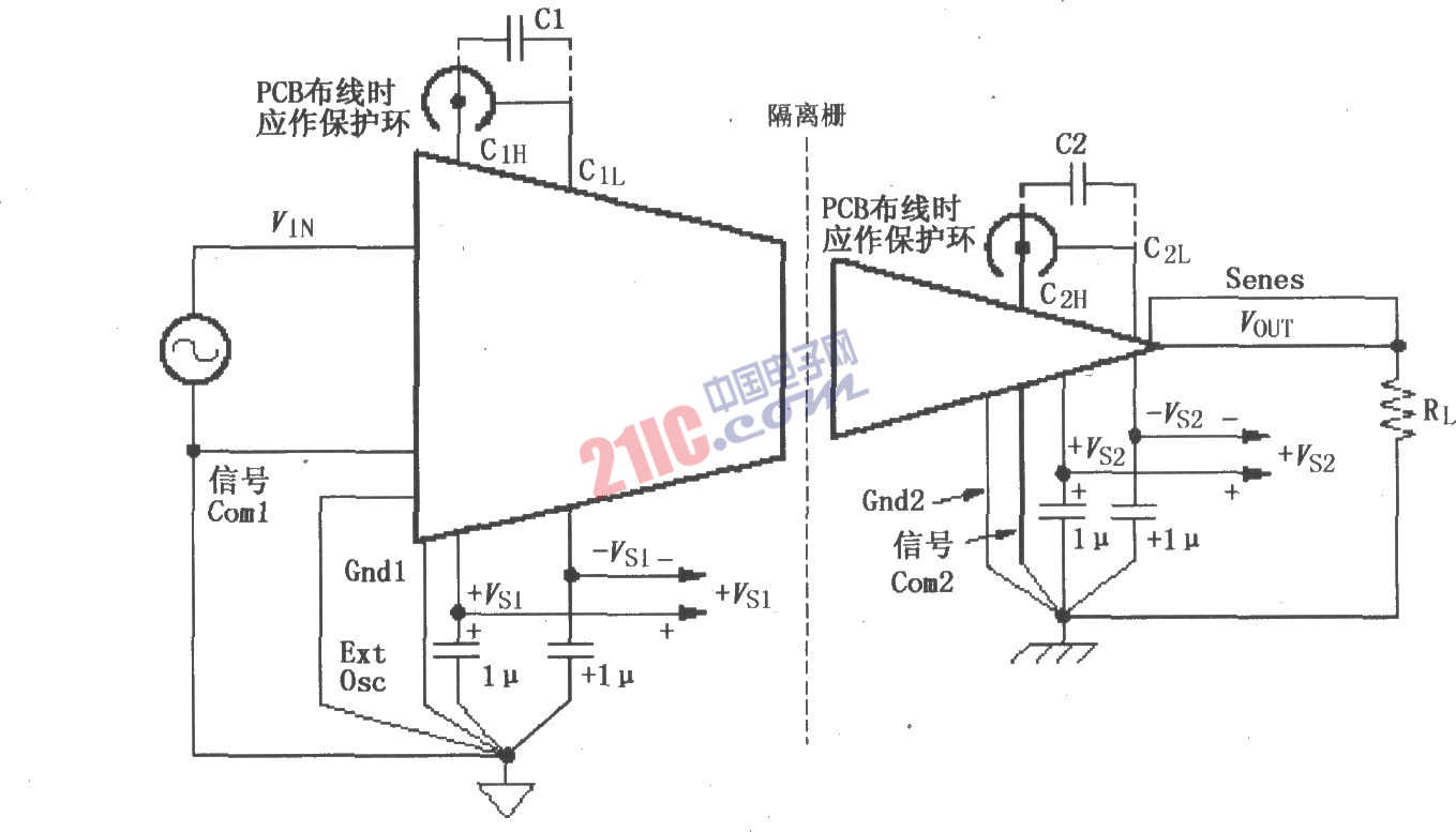 ISO120／121的信號與電源的基本連接電路圖
