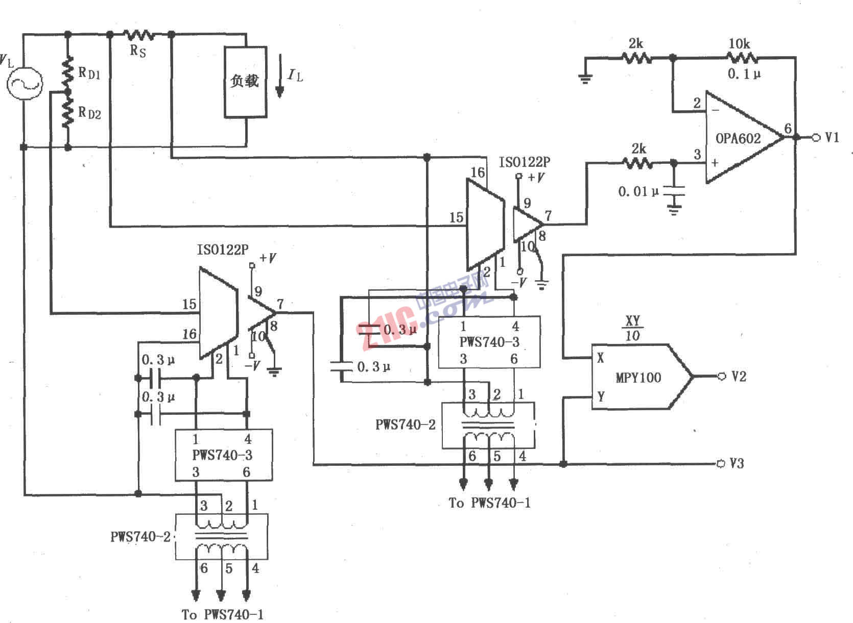 隔離式電源線監(jiān)控電路圖