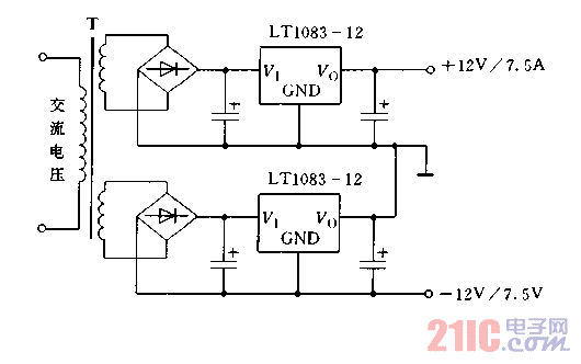 LT108構(gòu)成負(fù)輸出+-12V電源電路圖.gif
