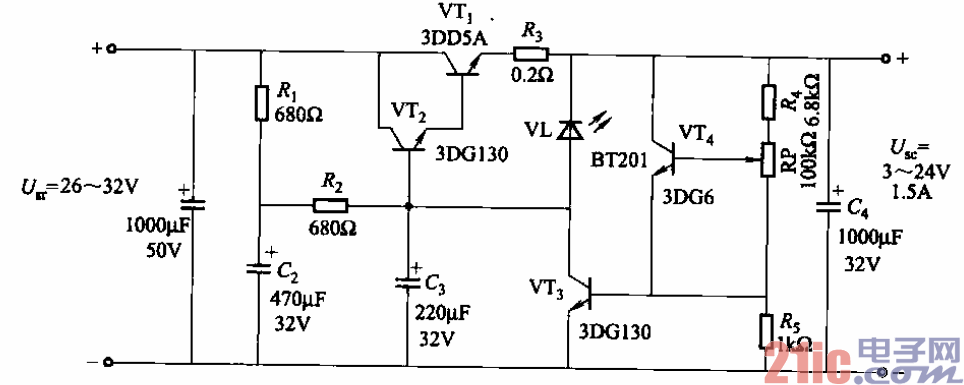 96.穩(wěn)壓電源過載指示電路之二.gif
