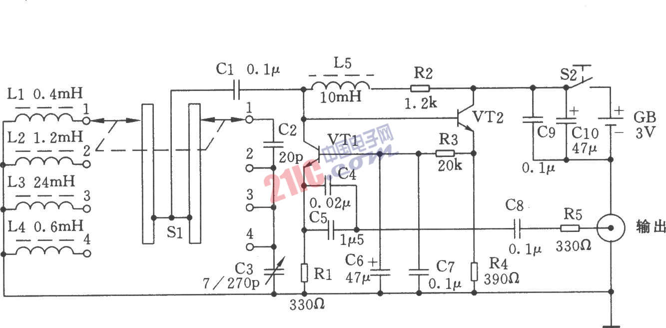 簡(jiǎn)易的高低頻信號(hào)發(fā)生器電路圖