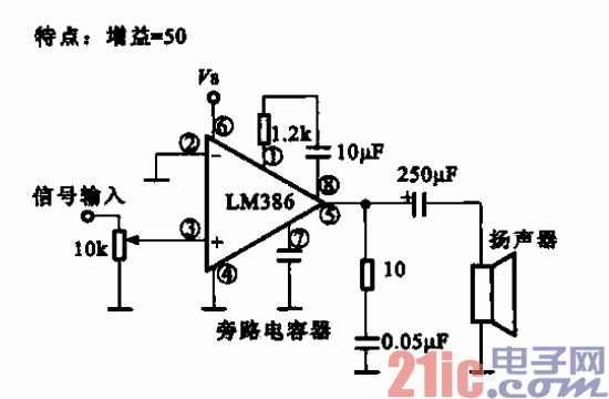 7.由運(yùn)算放大器LM386構(gòu)成的實(shí)用放大電路c.gif
