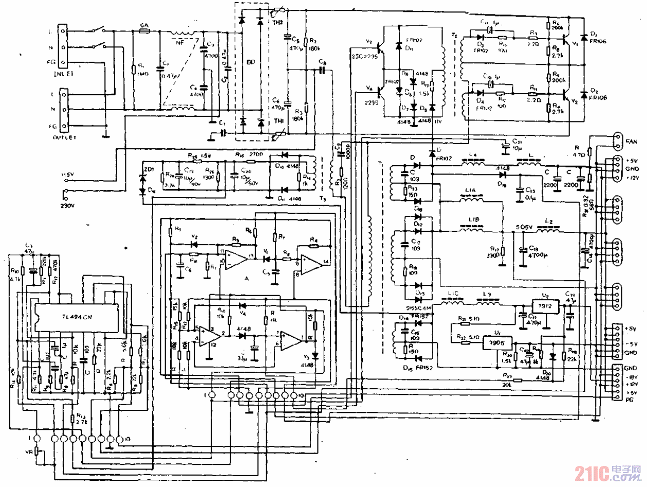 GW-PS200-SV-200W電源電路圖.gif