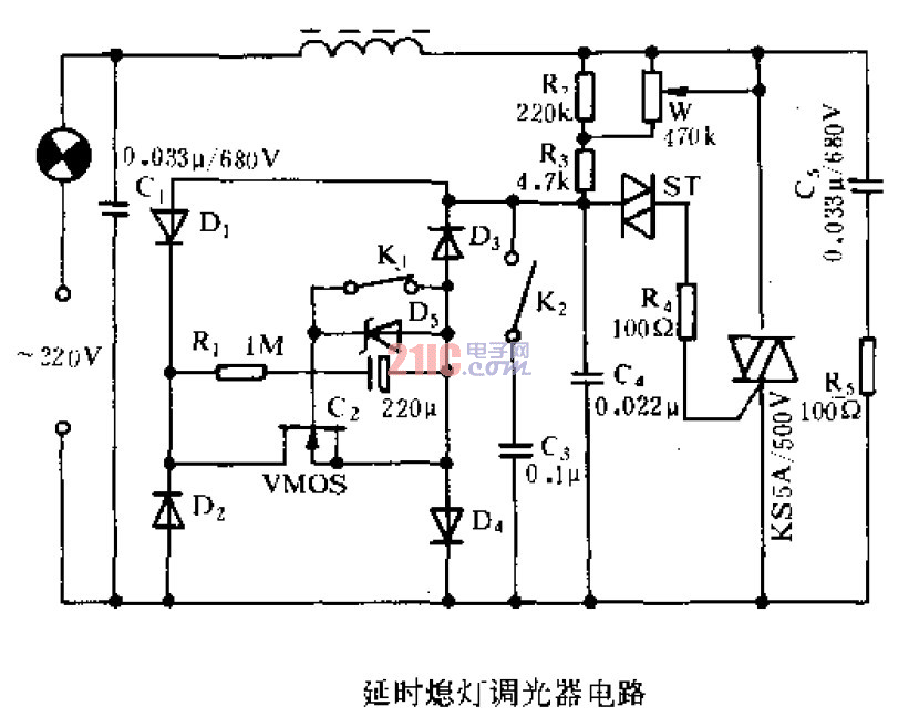 延時(shí)熄燈調(diào)光器電路 .gif