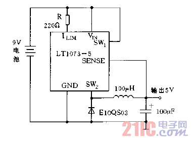采用LT1073構成的降壓電路圖.gif