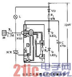 音樂芯片觸摸延時燈控制電路圖.jpg