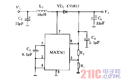 采用MAX761構(gòu)成的新型開(kāi)關(guān)電源電路圖.gif