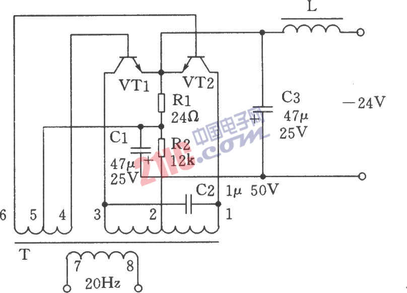 20Hz信號發(fā)生器(電話振鈴系統(tǒng))電路圖