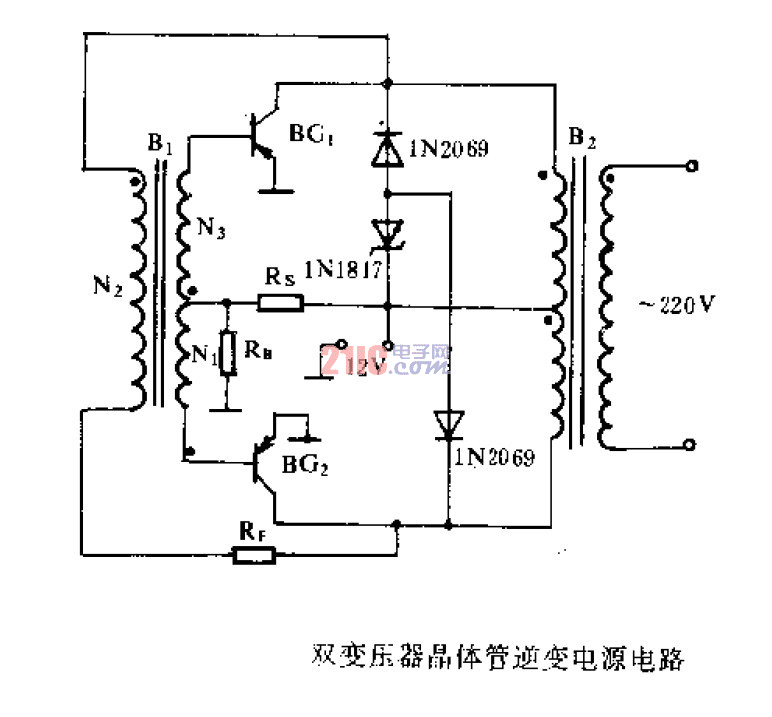 雙變壓器晶體管逆變電源電路.gif