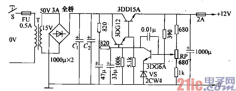 27.輸出12V、2A的直流穩(wěn)壓電源電路.gif