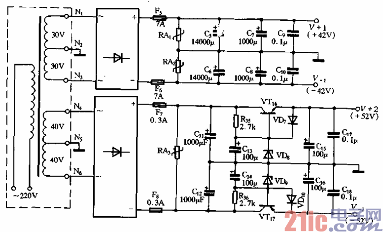 130.100W超甲類功放.電源電路.gif