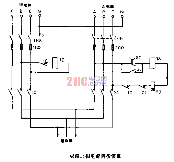 雙路三相電源自投裝置電路圖.gif