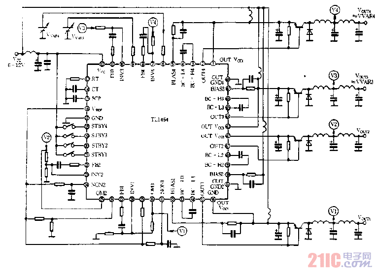 TL1464在四路電源中應用電路圖.gif