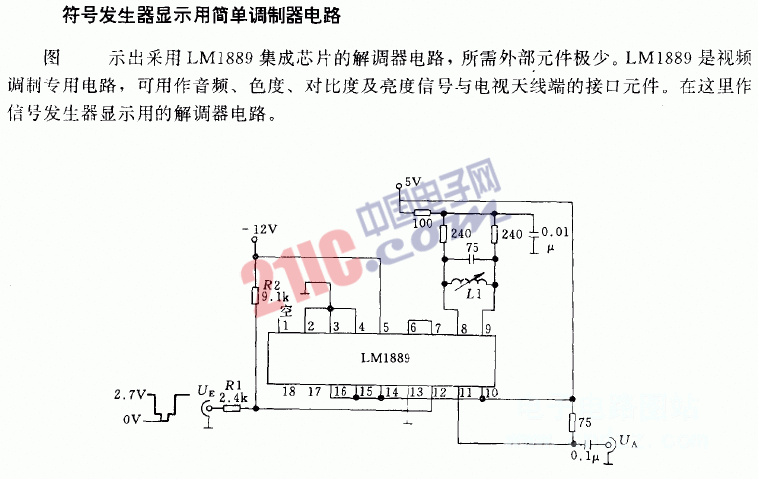 符號發(fā)生器顯示用簡單調(diào)制器電路圖