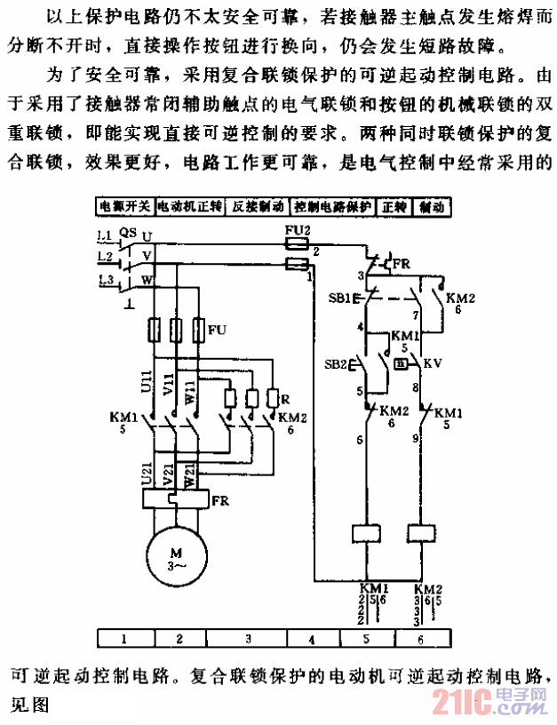 機(jī)電控制復(fù)合聯(lián)鎖保護(hù)的電動(dòng)機(jī)可逆起動(dòng)控制器電路.gif