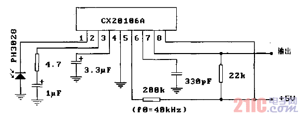 CX20106／CX20106A（電視機(jī)）紅外線遙控接收前置放大電路-典型應(yīng)用電路.gif