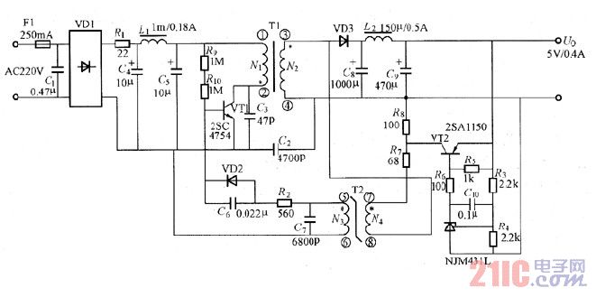 輸出5v／0.4a的小功率開關(guān)電源電路圖.jpg