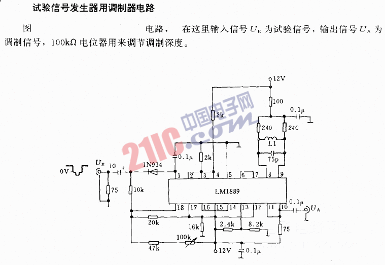 試驗(yàn)信號(hào)發(fā)生器用調(diào)制器電路圖