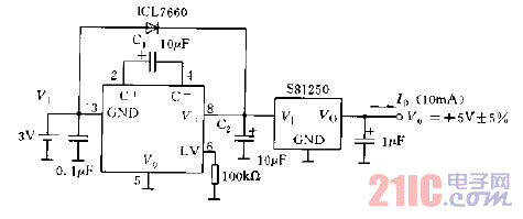 ICL7660與S80250構(gòu)成的升壓電路圖.gif