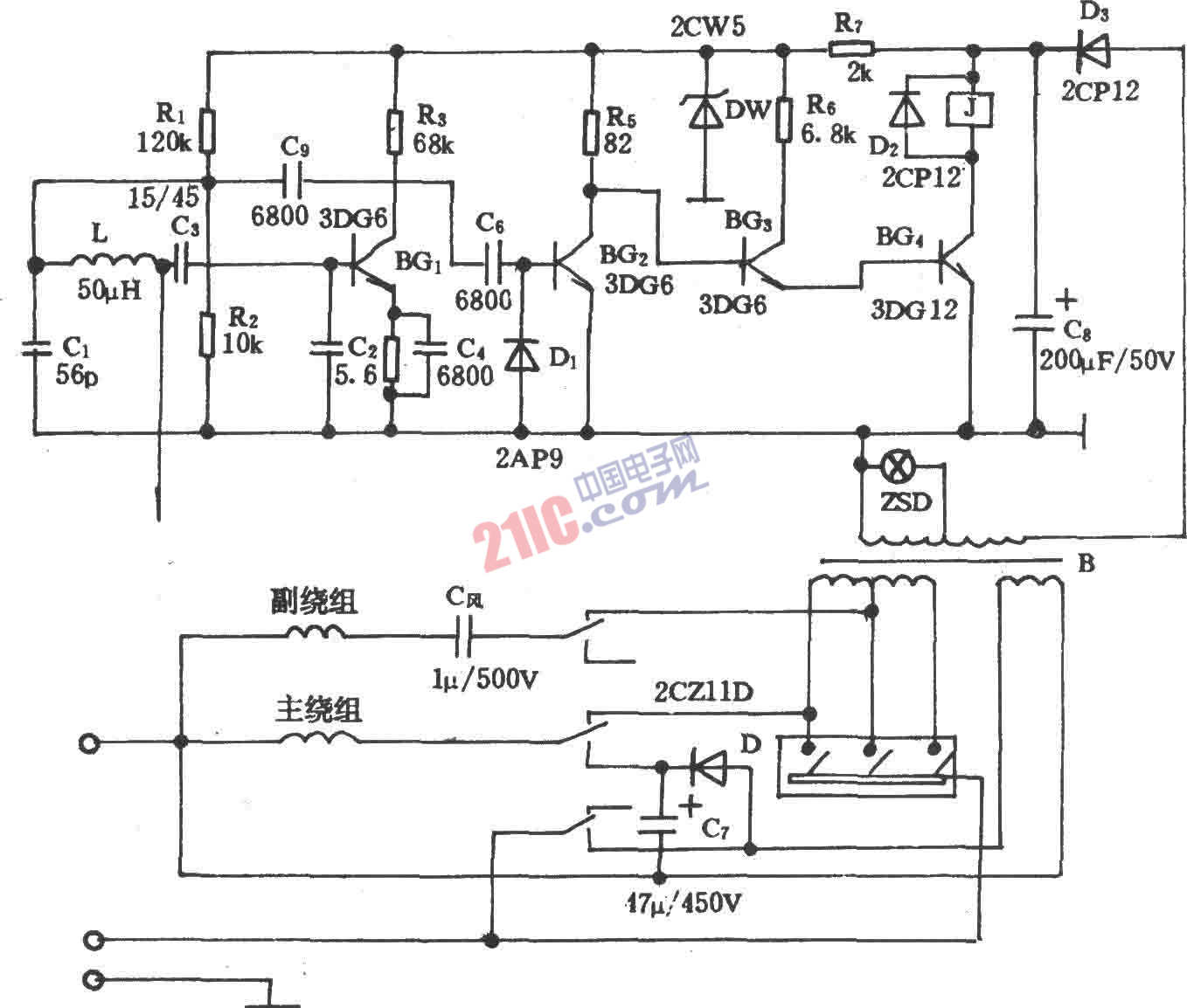 電風(fēng)扇感應(yīng)制動電路圖