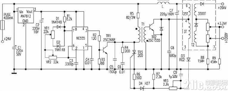 24V純情平顯示器高壓電源電路圖