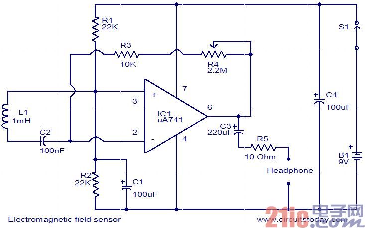 電磁場(chǎng)傳感器電路