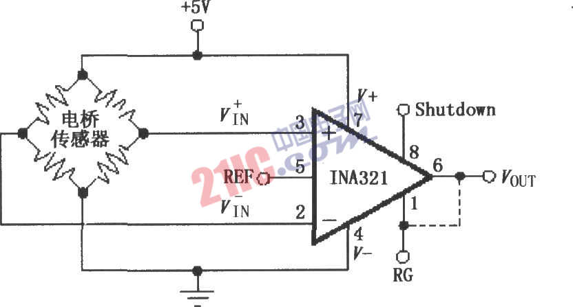 INA321／322構(gòu)成的電阻電橋傳感器放大器電路