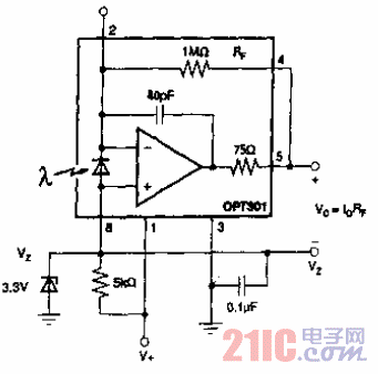 光檢測單電源工作電路.gif