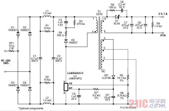 5W通用輸入恒壓恒流充電器電源的電路圖.jpg