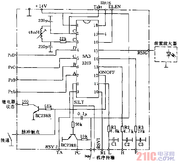 具有60條指令的紅外遙控接收器電路圖.gif