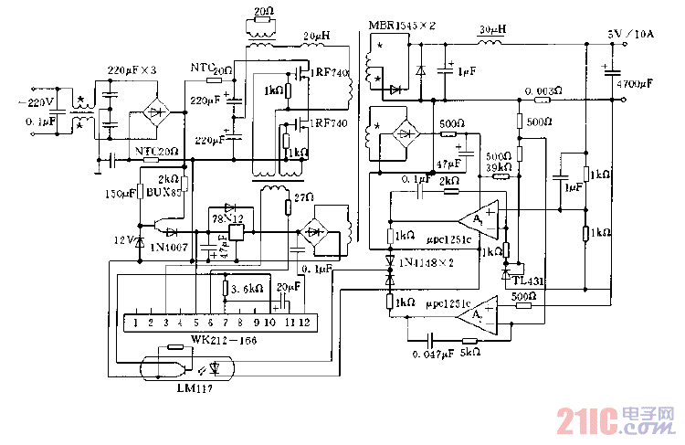 WK212-166構(gòu)成的準(zhǔn)諧振開關(guān)電源電路圖.gif
