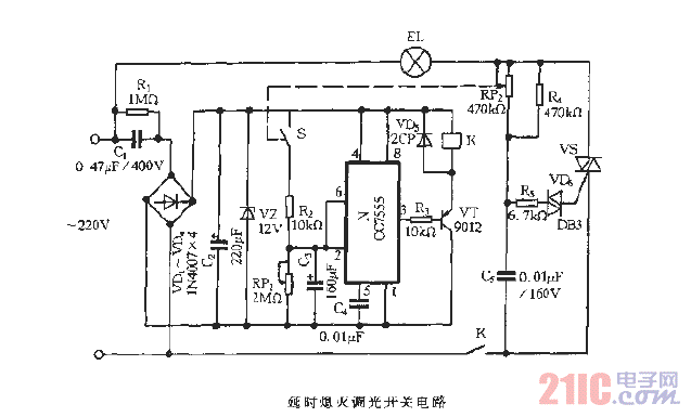 延時熄滅調(diào)光開關(guān)電路.gif