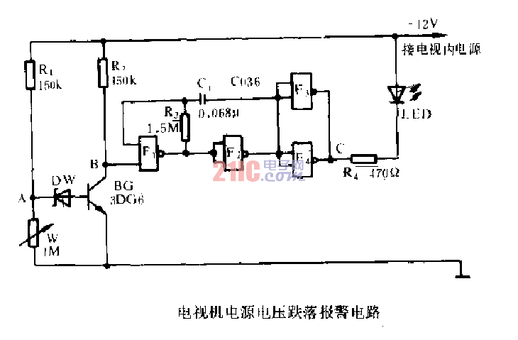 電視機電源電壓跌落報警電路.gif