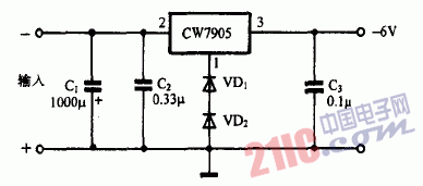 巧用CW7905作-6V輸出穩(wěn)壓電源電路圖