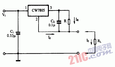 巧用CW7805作橫流遠(yuǎn)電路圖