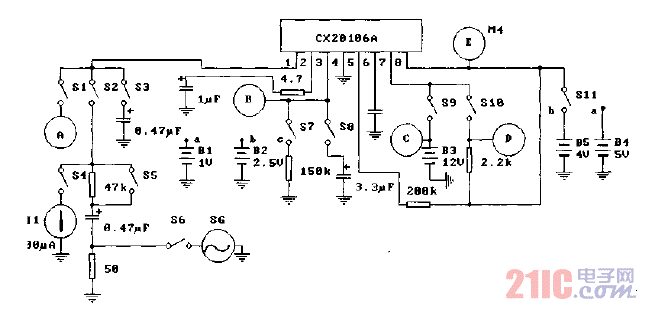 CX20106／CX20106A（電視機）紅外線遙控接收前置放大電路-電特性測試電路.gif