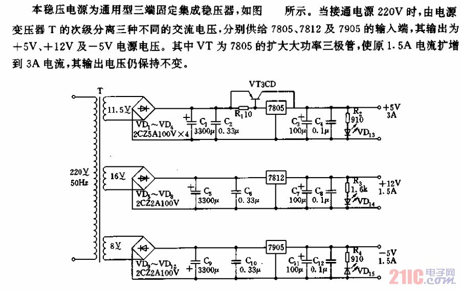 ±5V、+12V穩(wěn)壓電源電路.gif