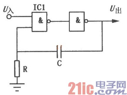 與非門組成的寬延時(shí)觸發(fā)器電路圖  
