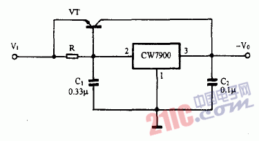 巧用CW7900作大電流負(fù)電壓輸出穩(wěn)壓電源電路圖