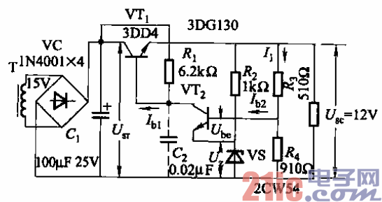 21.帶放大環(huán)節(jié)的晶體管穩(wěn)壓電源的基本電路.gif