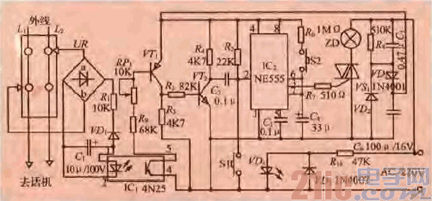 78.一款夜間電話振鈴自明燈電路.gif