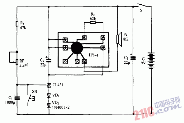 巧用TL431作音樂(lè)呼喚器電路圖