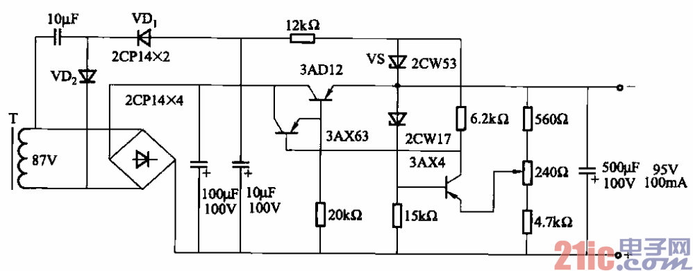 29.95V、100mA穩(wěn)壓電源電路.gif