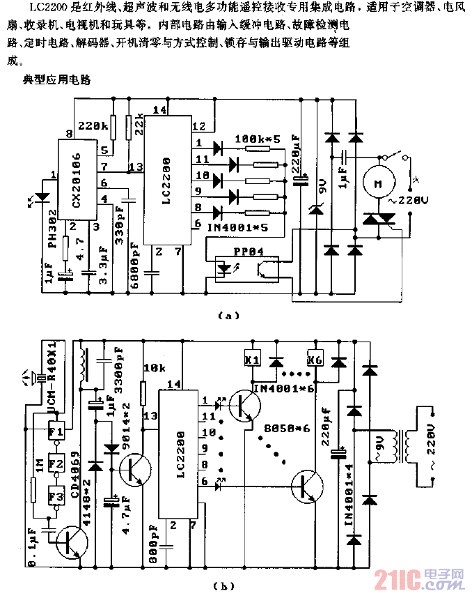 LC2200（空調(diào)器、電風扇、收錄機、電視機和玩具）紅外線、超聲波和無線電遙控接收電路.gif
