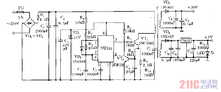 新穎實(shí)用穩(wěn)壓電源電路，開(kāi)關(guān)電源電路圖.gif